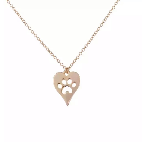 GOLD PAW Heart NECKLACE GIFT - Picture 1 of 3